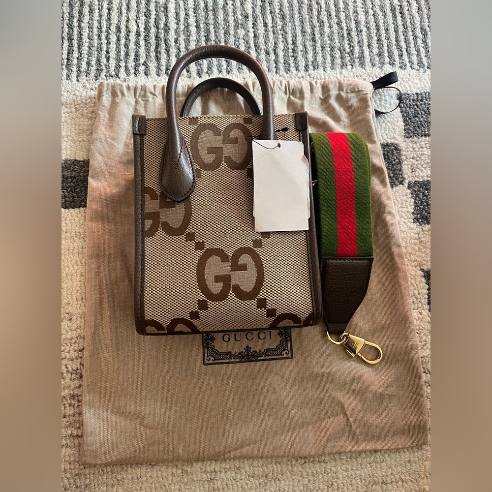SOLD ❤️NWT💚 Gucci Jumbo GG Mini Tote with Strap - Brown Crossbody & Shoulder Bag - Picture 2 of 12